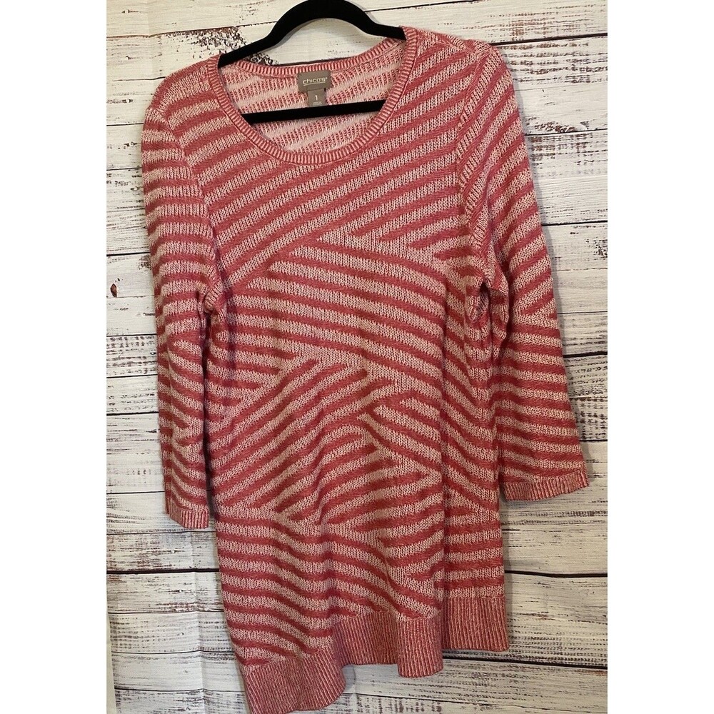 Chico’s Mingle Splice Scoopneck Pullover Sweater Women’s Size 1 (M) Asymmetrical